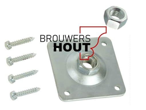 Verstelbare voetplaat 100x100mm met borgmoer verzinkt M20