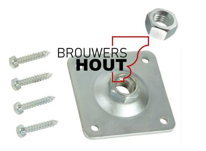 Verstelbare voetplaat 100x100mm met borgmoer verzinkt M24